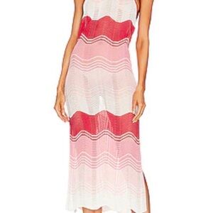 MILLY Cabana Gradient Wave Midi Dress in Pink Multi NWT
